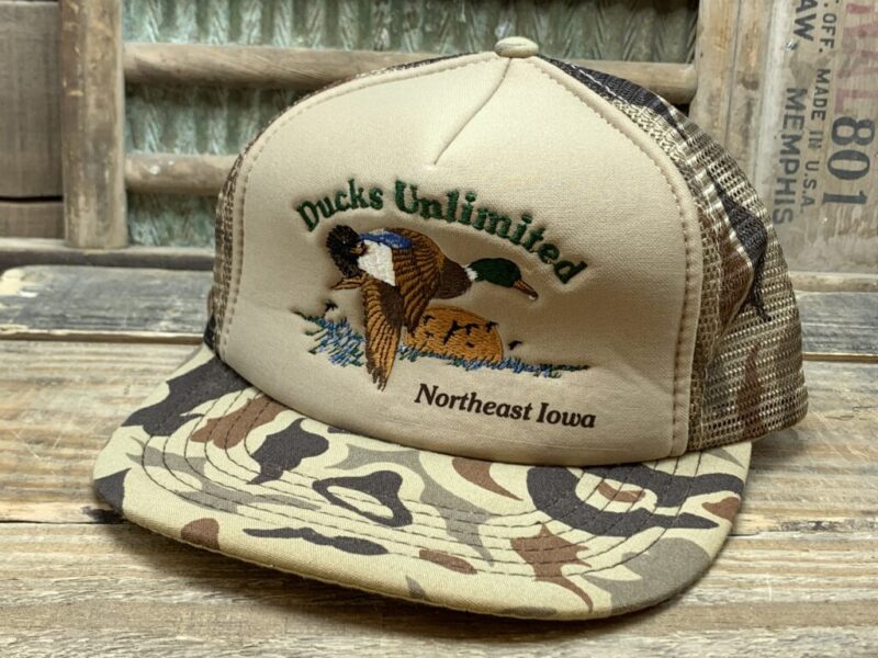 Vintage Ducks Unlimited Northeast Iowa Camo Mesh Snapback Trucker Hat Cap Widgeon Works LTD No.1 in a series of 10