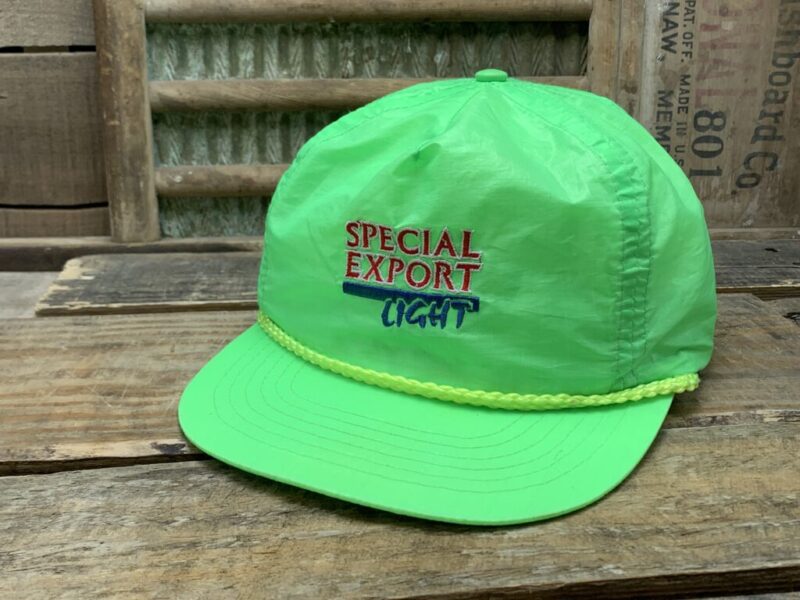 Vintage Special Export Light Beer Neon Green Rope Snapback Trucker Hat Cap
