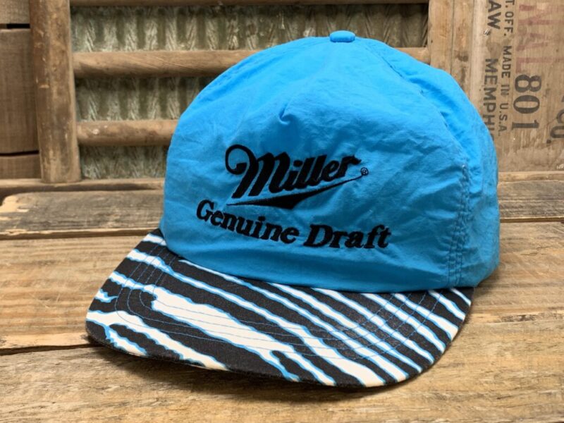 Vintage Miller Genuine Draft Beer Zebra Snapback Trucker Hat Cap