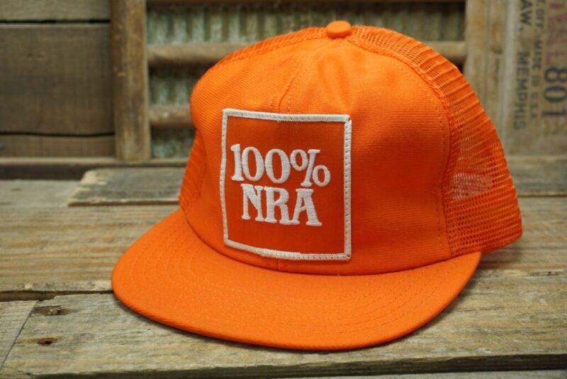 Vintage 100% NRA Mesh Snapback Trucker Hat Cap Ram Action Headwear Made In USA