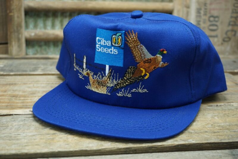 Vintage Ciba Seeds Pheasant Snapback Trucker Hat Cap K Products Made in USA