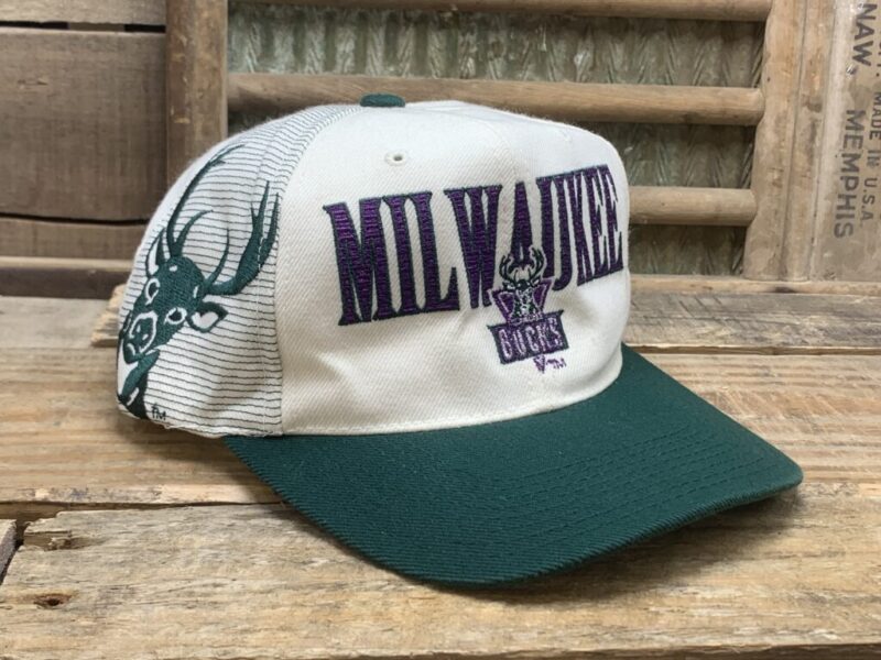 Vintage Milwaukee Bucks Sports Specialties Laser Hat NBA Snapback Trucker Hat Cap Wool