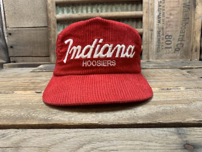 Vintage Indiana Hoosiers Sports Specialties Corduroy Script Snapback Trucker Hat Cap Zip Closure The Cord