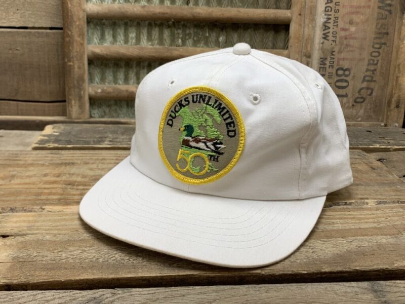 Vintage DUCKS UNLIMITED 50th Anniversary Patch Snapback Trucker Hat Cap YoungAn