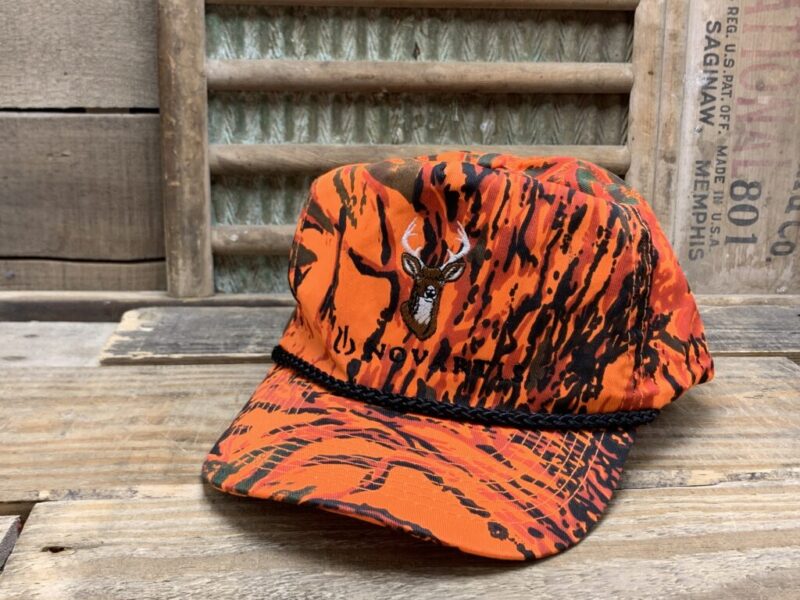 Vintage Novartis Whitetail Deer Buck Rope Orange Camo Snapback Trucker Hat Cap Cobra Caps