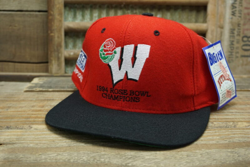 Vintage Wisconsin Badgers 1994 Rose Bowl Champions Big10 Snapback Trucker Hat Cap Nutmeg Made In USA With Tags