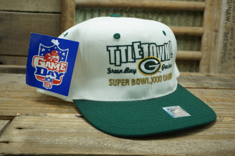 Vintage Titletown Green Bay Packers Super Bowl XXXI Champs Champions Snapback Trucker Hat Cap wool Game Day NFL With Tags