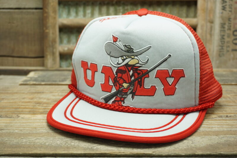 Vintage UNLV Rebels Hey Reb! Rope Mesh Snapback Trucker Hat Cap