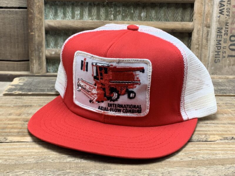 Vintage IH International Harvester Axial Flow Combine Mesh Patch Snapback Trucker Hat Cap Swingster Made In USA