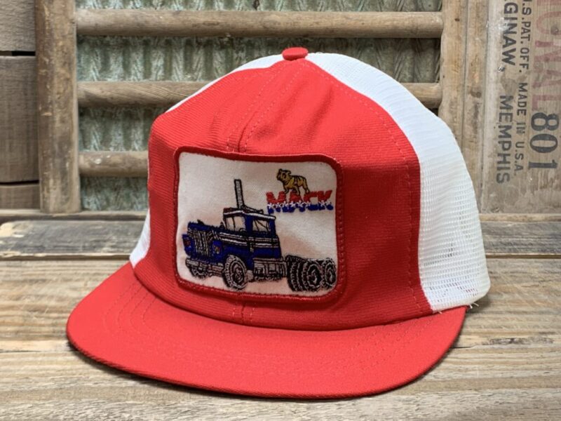 Vintage Mack Trucks Semi Dog Patch Mesh Snapback Trucker Hat Cap Ram Action Headwear Made in USA