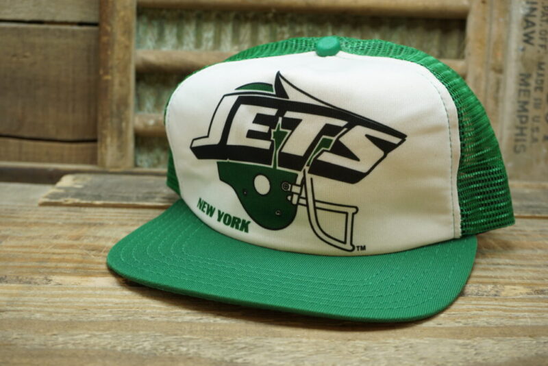 Vintage NFL New York Jets Mesh Snapback Trucker Hat Cap Manufactured in USA