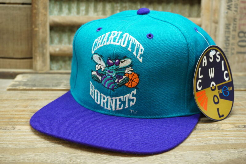 Vintage NBA Charlotte Hornets Snapback Trucker Hat Cap The G Cap Wool NWT