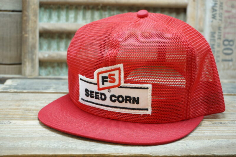 Vintage FS SEED CORN Patch All Full Mesh Snapback Trucker Hat Cap K Products Made In USA