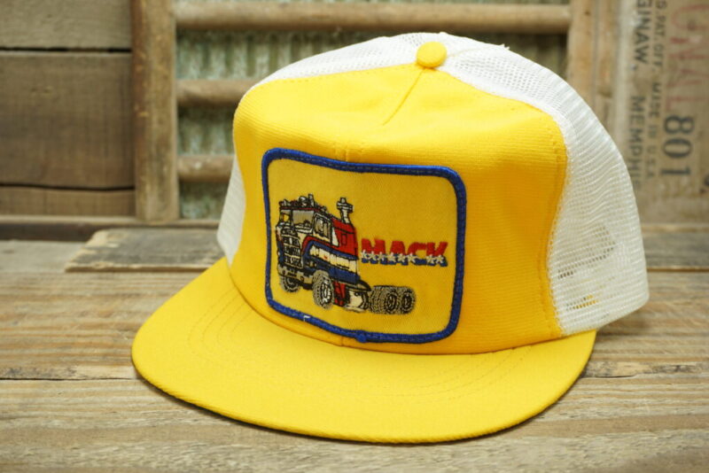 Vintage Mack Trucks Semi Patch Mesh Snapback Trucker Hat Cap The Cap Factory Made in USA