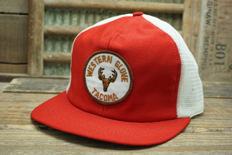 Vintage Western Glove Tacoma Buck Deer Mesh Patch Snapback Trucker Hat Cap Ram Action Headwear Made In USA