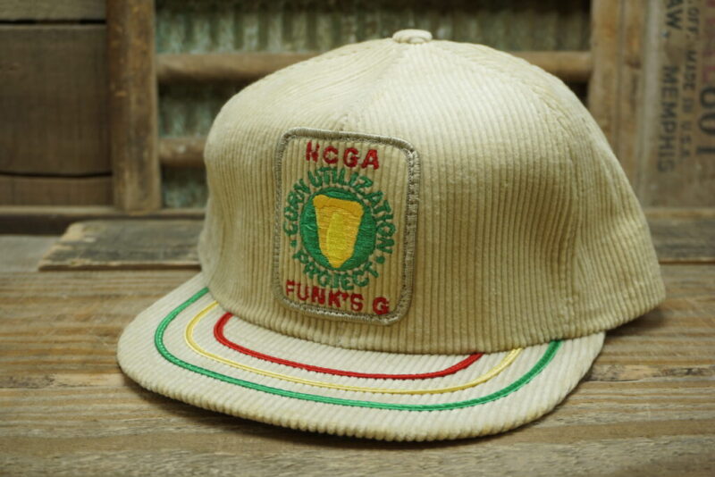Vintage NCGA FUNK'S G Corn Utilization Project Corduroy Snapback Trucker Hat Cap Swingster Made in USA