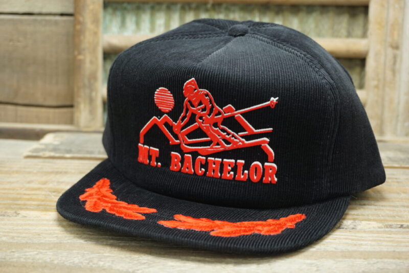 Vintage Mt. Bachelor Ski Resort Corduroy Snapback Trucker Hat Cap Bend Oregon