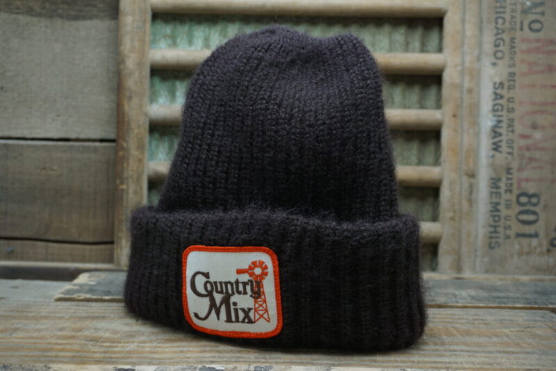 Vintage Country Mix Patch Rolled Winter Beanie Hat Cap