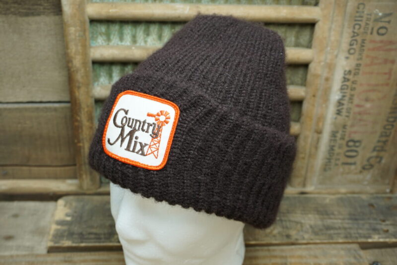 Vintage Country Mix Patch Rolled Winter Beanie Hat Cap
