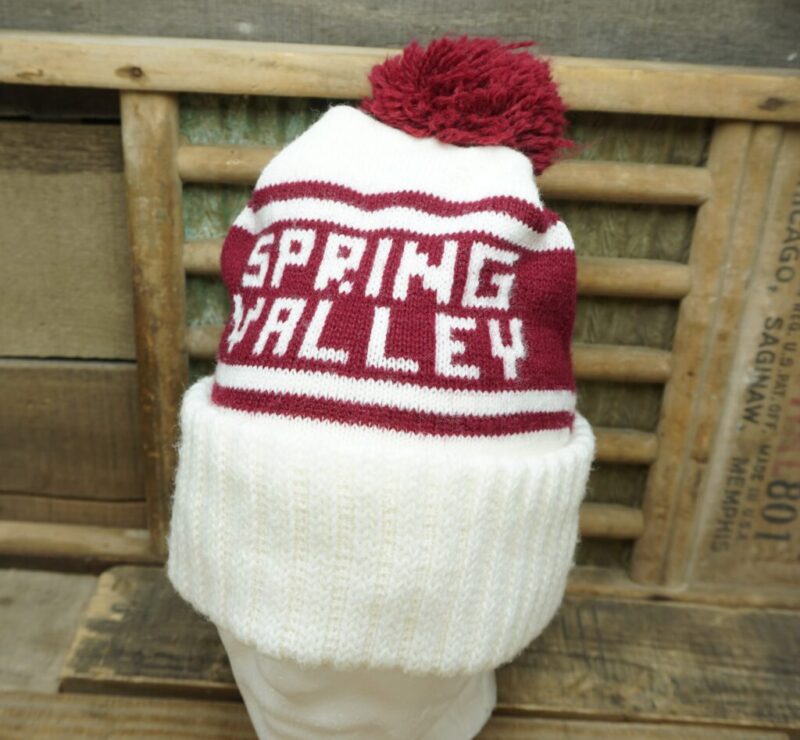 Vintage Spring Valley Rolled Pom Pom Winter Beanie Hat Cap