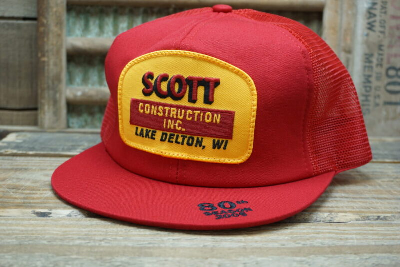 Vintage Scott Construction Inc. Lake Delton, WI 80th Season 2005 Mesh Patch Snapback Trucker Hat Cap K Products Made In USA