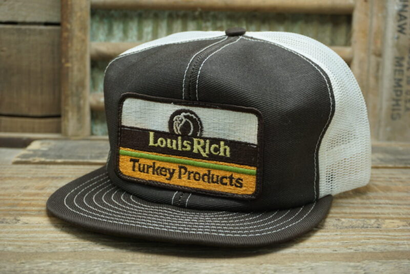 Vintage Louis Rich Turkey Products Mesh Patch Snapback Trucker Hat Cap Louisville MFG CO Made in USA