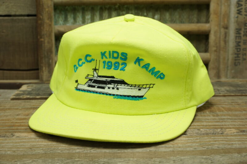 Vintage G.C.C. Kids Kamp 1992 Snapback Trucker Hat Cap Made In USA Yaht Boat Ship