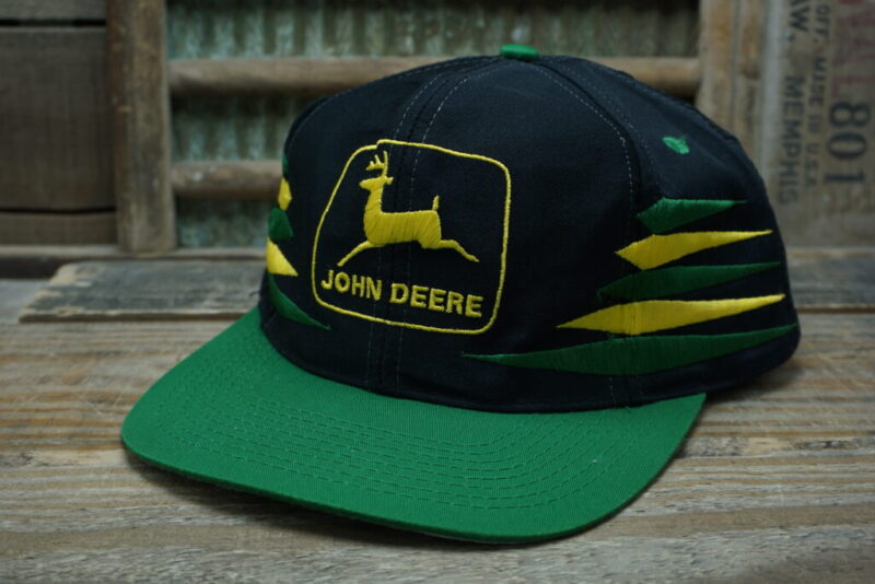 Vintage John Deere Diamond Cut Nascar Chad Little 97 Snapback Trucker Hat Cap Logo Athletic Made in Taiwan R.O.C.
