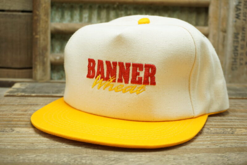 Vintage Banner Wheat Snapback Trucker Hat Cap K Products Made in USA