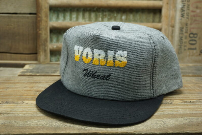 Vintage Voris Wheat Denim Snapback Trucker Hat Cap K Products Made In USA