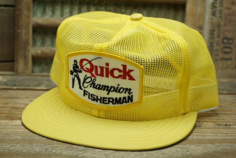 Vintage Quick Champion Fisherman Fishing Reel All Full Mesh Patch Snapback Trucker Hat Cap Louisville MFG CO Made in USA