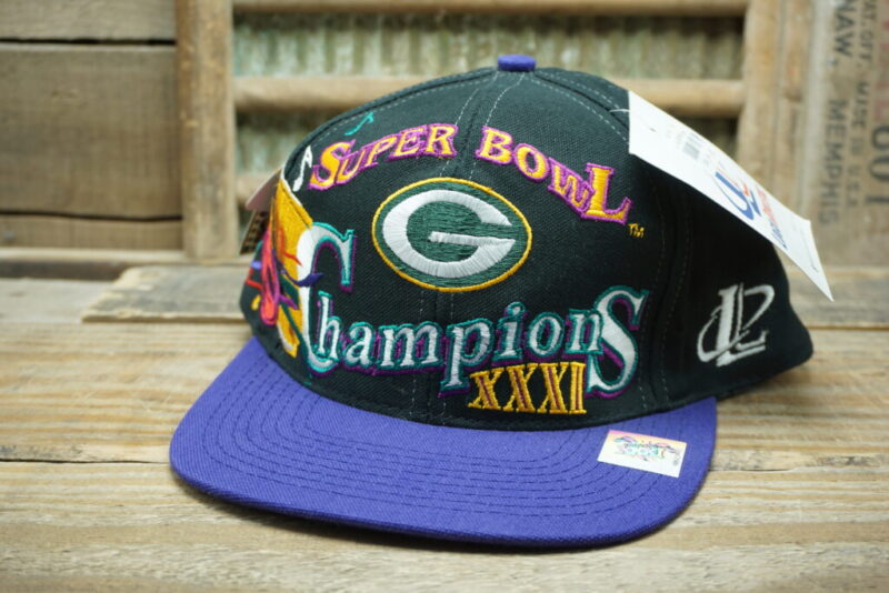 Vintage Green Bay Packers Super Bowl Champions 32 XXXI 1997 Snapback Trucker Hat Cap New Orleans Louisiana New with Tags