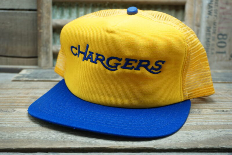 Vintage NFL LA Los Angeles Chargers New Era Pro Design Mesh Snapback Trucker Hat Cap Made In USA