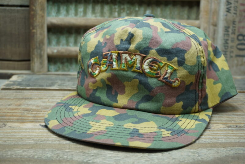 Vintage Camel Cigarettes Camo Snapback Trucker Hat Cap K Products Made In USA