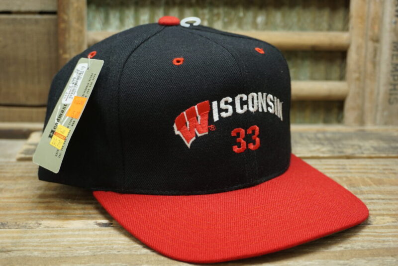 Vintage Wisconsin Badgers Ron Dayne #33 33 Wool Snapback Trucker Hat Cap With tags NWT