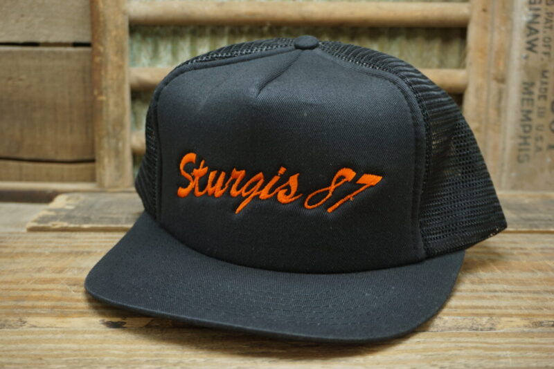 Vintage Sturgis Motorcycle Rally 1987 South Dakota Mesh Snapback Snapback Trucker Hat Cap Designer Award
