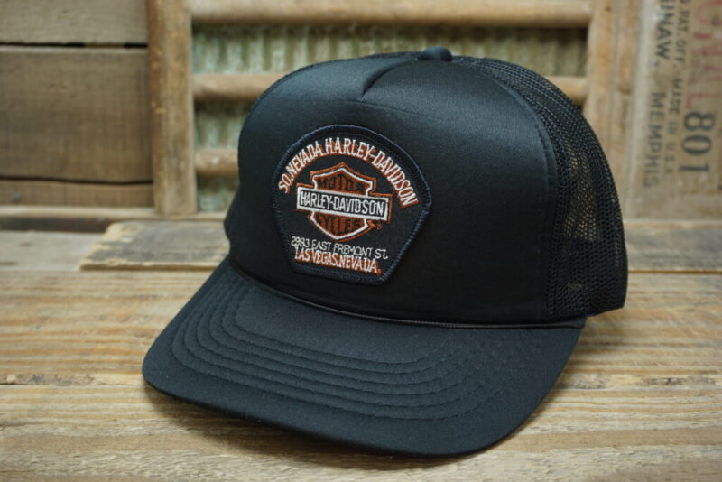 Vintage Harley Davidson Las Vegas Nevada Rope Patch Mesh Snapback Trucker Hat Cap YoungAn Made In SRI LANKA