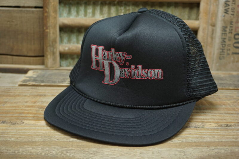 Vintage Harley Davidson Rope Patch Mesh Snapback Trucker Hat Cap Made In Bangladesh