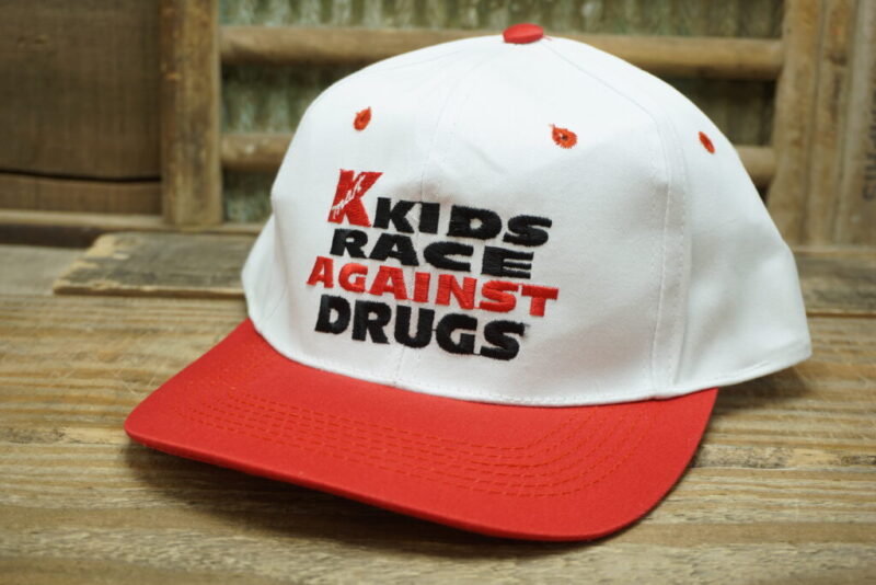 Vintage Kmart Kids Race Against Drugs Competitor Snapback Trucker Hat Cap The Louisville Line Made in China