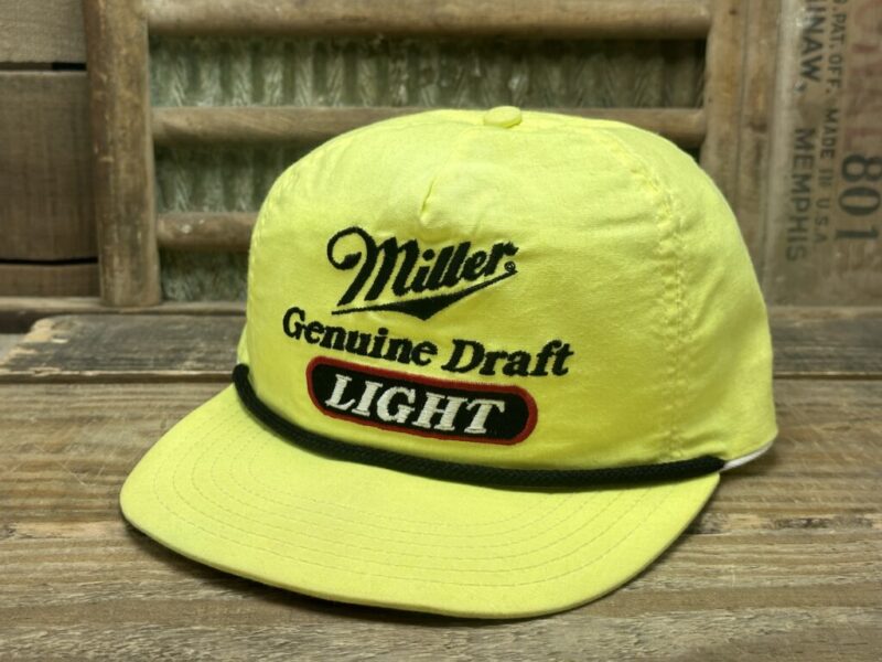 Vintage Miller Genuine Draft Light Beer Rope Snapback Trucker Hat Cap Made in USA