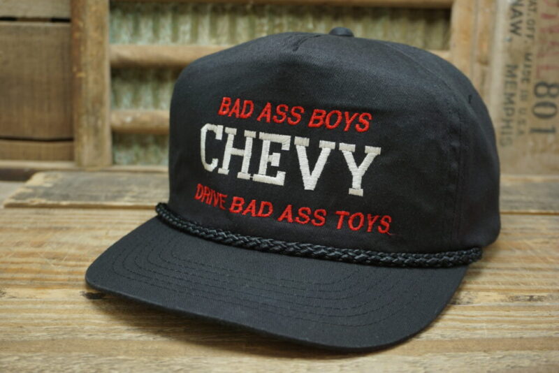 Vintage Chevy - Bad Ass Boys Drive Bad Ass Toys Chevrolet Rope Snapback Trucker Hat Cap San Sun Made In China