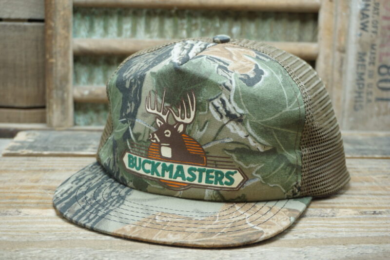 Vintage Buckmasters Camo Mesh Snapback Trucker Hat Cap Made in USA