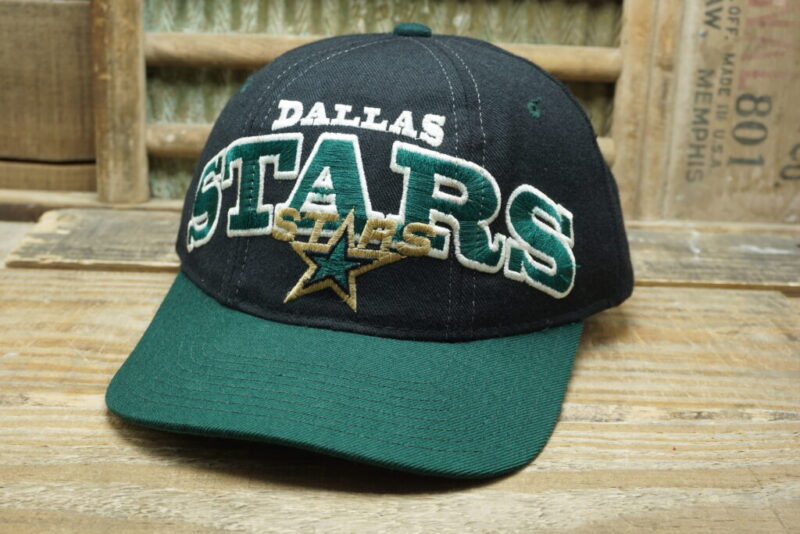 Vintage NHL Dallas Stars Black Dome Starter Tri-Power Wool Snapback Trucker Hat Cap Made In Dominican Republic
