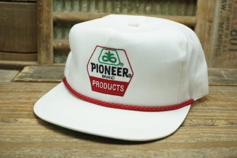 Vintage Pioneer Brand Products Seed hi-bred int'l inc Rope Strapback Trucker Hat Cap K Products Made In USA