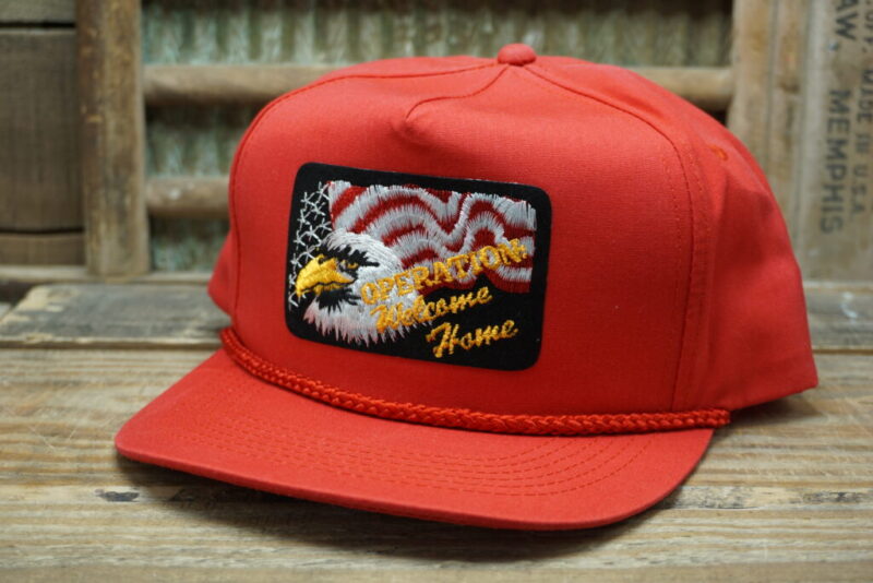 Vintage Operation Welcome Home American Flag Eagle Rope Snapback Trucker Hat Cap Speedway Made in China