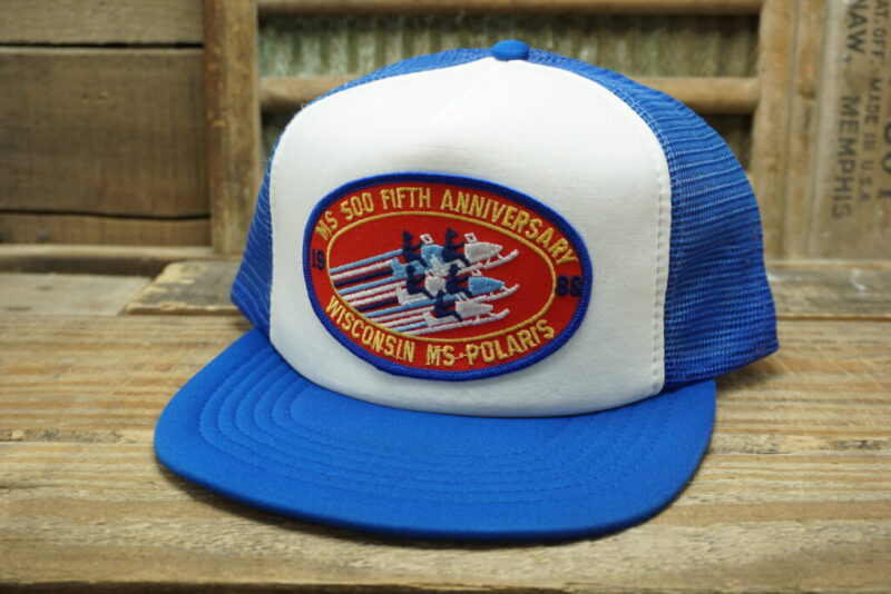 Vintage 1988 500 Wisconsin MS Polaris Snowmobile Mesh Patch Snapback Trucker Hat Cap Made in Taiwan