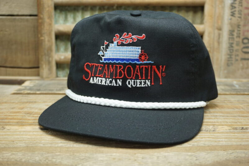 Vintage Steamboatin' American Queen Memphis, Tennessee Rope StrapBack Trucker Hat Cap Classic Sportswear INC Made In USA