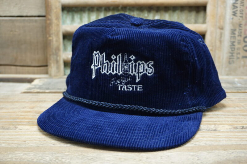 Vintage Phillips Beer "I've Got Taste" Corduroy Rope Snapback Trucker Hat Cap Made in China