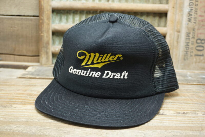 Vintage Miller Genuine Draft Beer Mesh Snapback Trucker Hat Cap Made In USA