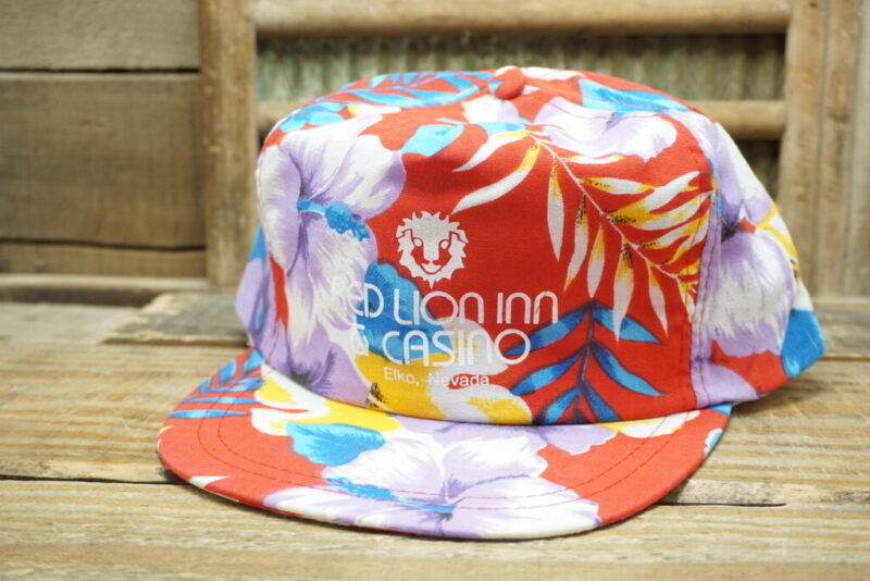 Vintage Red Lion Inn & Casino Elko Nevada Floral Pattern Snapback Trucker Hat Product of MO Money Association Made in Taiwan R.O.C.
